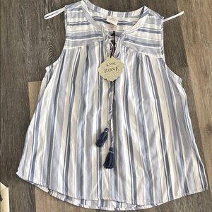 Knox Rose Sleeveless Top with Blue and White Stripes